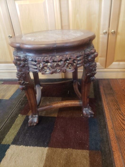 Vintage craved marble top side table