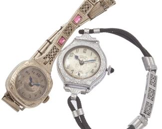 Lot 74 Collection of Two Art Deco 14k, GoldFilled Wristwatches