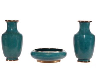 Lot 133 Group of Three Cloisonne Enamel Items, Republic Period