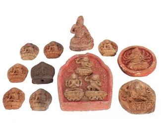 Lot 134 Group of Tibetan Buddhist Clay Ornaments, Qing Dynasty