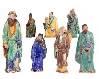 Lot 162 Seven Glazed Clay Figurines, Republic Period
