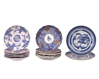 Lot 177 Group of Twelve Underglaze Blue Dishes, 19th Century