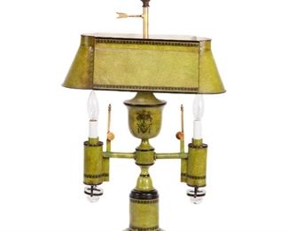 Lot 94 French Tole Decorated Argand Style Lamp