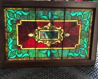 stained glass window with gem colors