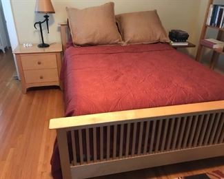 mission style bed frame with end table, desk and dresser (mattress and box spring are not included)