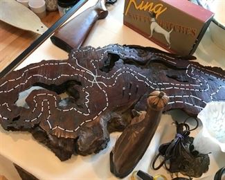 hand made cribbage board, bb gun (non working),