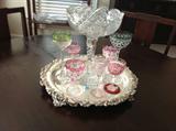 American Brilliant Period (ABP) tall compote, various fine crystal goblets.