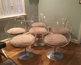 Erwin & Estelle Laverne Six Champagne Dining Chairs ( two have cracks but are functional) Original Cushions