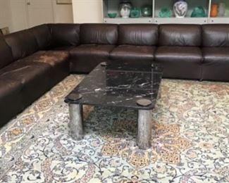 AI Italian Leather Sectional some wear