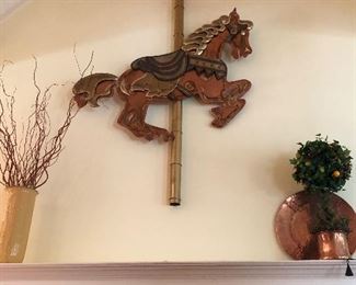 Rare copper and brass MCM merry go round horse