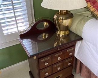 Pair of Pulaski Apothecary style bedside tables
