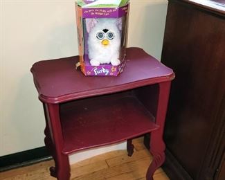 Red painted vintage accent table