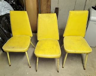 Three yellow retro chairs