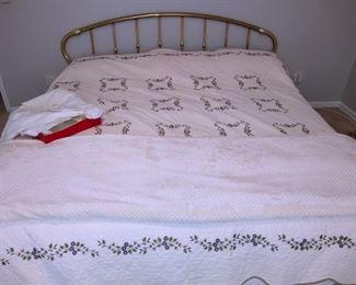 King bed, brass headboard