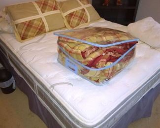 Queen bed and linens