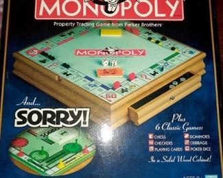 Mega wood game set...Monopoly, Sorry and 6 others!