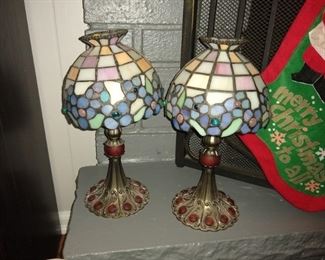 Pair of small stained glass lamps
