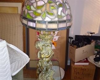 Stained glass lamp wiht Cherub