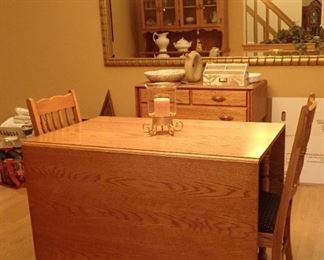 OAK DROP LEAF TABLE AND CHAIRS