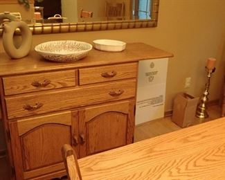 OAK SERVER WITH 2 - DROP SIDE FOR EXTRA SERVING SPACE.