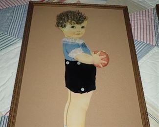CHILDS PICTURE MADE WITH REAL HAIR