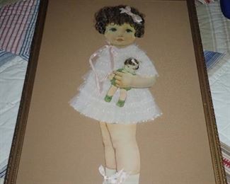CHILDS PICTURE MADE WITH REAL HAIR
