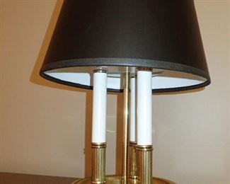 GOLD CANDLE STICK LAMP WITH BLACK SHADE