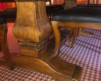 Upclose of trestle dining table