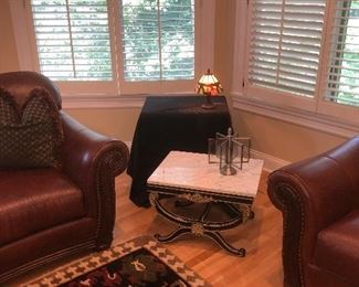 Pair of Marble Top X benches