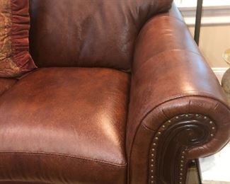 Detail of quality leather sofas
