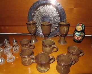POTTERY MUGS - COFFEE CUPS - RUSSIAN STACKING DOLLS