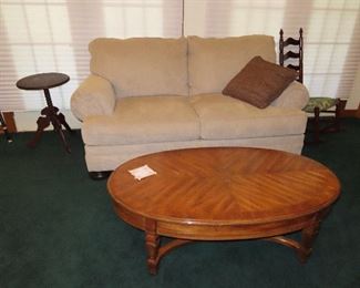 LOVESEAT - OVAL WALNUT COFFEE TABLE