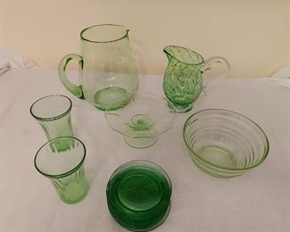 Misc Vintage Green Glass Pieces