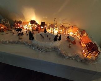 Christmas Village with Ice Rink Decorations