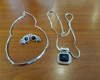 Assorted silvertone jewelry