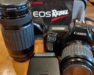 Canon EOS Rebel Camera, Lens, and Flash with Carrying Case