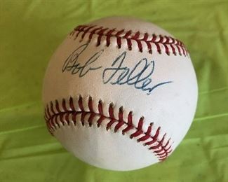 Signed baseball by Bob Feller Hall of Fame 1962 Cleveland Indians
