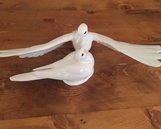 Vintage, White, Porcelain Dove Figure.  Perfect Condition.  9" tall and 14-1/2" wide.  $200.00