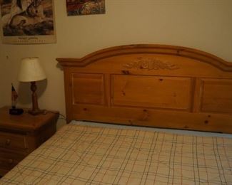 Front bedroom, queen size bed headboard and mattresses
