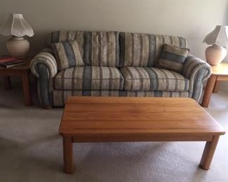 Living room couch.  Coffee table