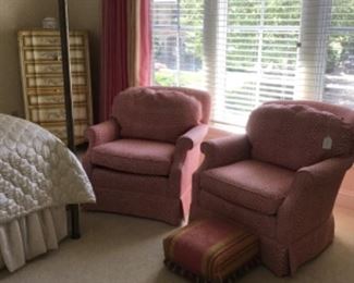 Pair of Chairs Upholstered in Lux Berry Pink Fabric $950 / pair