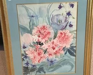 Stylized Floral Still life, watercolor by Marion Bryson $195