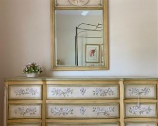 A Vintage Hand Painted Chest and Matching Mirror by Baker $1,350