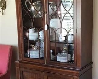Baker China Cabinet $1,500 filled with silver and porcelain 