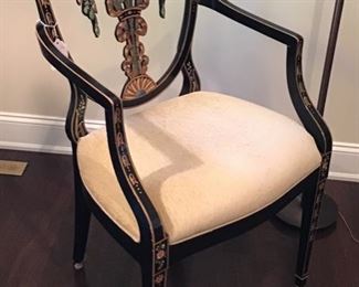 Fabulous Shield Back Chair, Black Lacquer and Gilt Finish $550