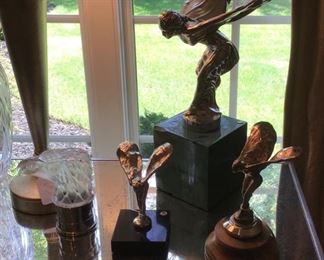 Collection Of Rolls Royce Hood Ornaments Including Lalique and American Arrow Corp