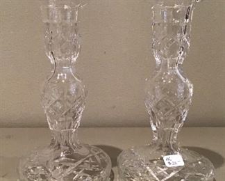 Pair of Cut Crystal Candle Sticks $20