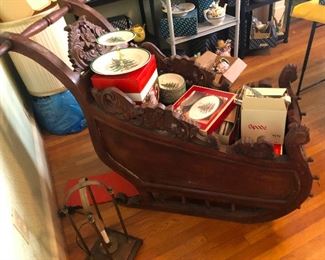 Very Vintage Wood Carved Sleigh (Very vintage is equal to antique in some circles)