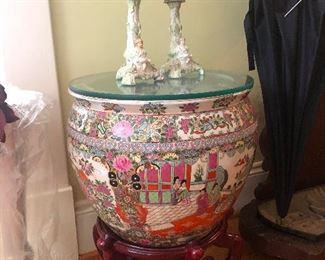 Oooh, fancy ceramic, cloissane glass top end-table type thing