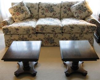 Hickory & White Floral Quilted Upholstery 3 Cushion Sofa, 78"W, 35"D, 35"H